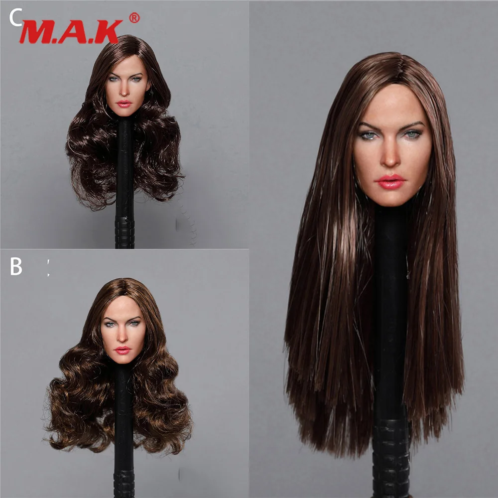 

In Stock 1/6 Scale GC029 European Sexy Beauty Female Head Megan Fox Head Sculpt with Long Straight Hair for 12'' Action Figure