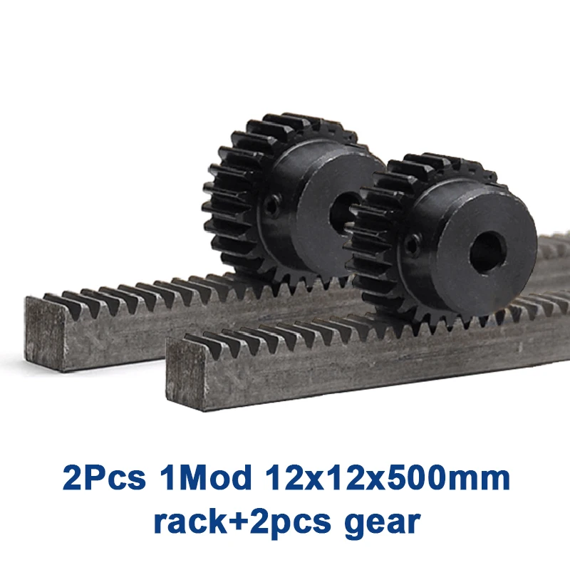 2Pcs 1Mod 1 Modulus 12x12x500mm High Precision Gear Rack steel +2Pcs 1M ...