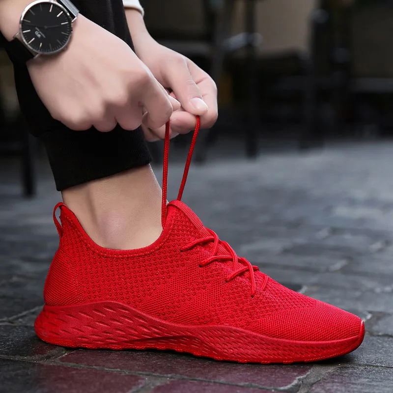 Red-3 Низкие кроссовки для отдыха; мужские кроссовки на шнуровке; Новинка; теннисные мужские лоферы; Лидер продаж; Tenis Masculino; Прямая поставка - Цвет: Red-3