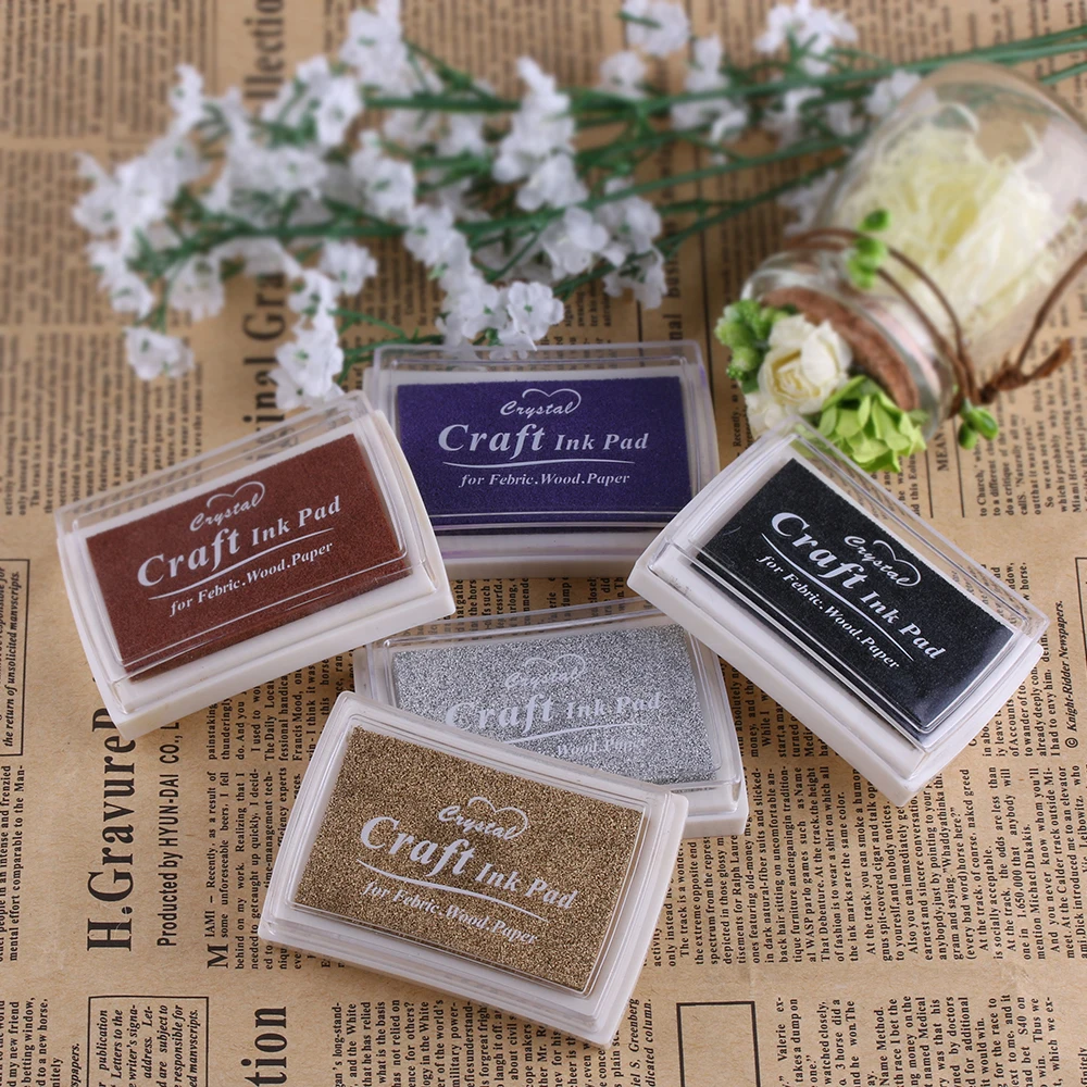 

1Pc Hot Fashion Colorful Oil Based Craft Ink Pad Rubber Stamps For Fabric Wood Paper School Office Badge Supplies Finger Print