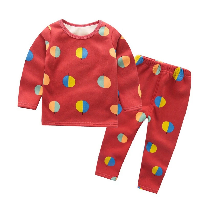 Новая осенне-зимняя повседневная детская бархатная пижама с длинными рукавами и принтом воздушных шаров комплект детской одежды из двух предметов - Цвет: B