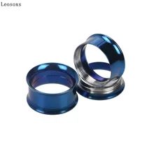  Leosoxs 2pcs Ear Tunnels Plugs Expander Screw Fashion Ear Gauges Piercing Ring Men Women Body Jewelry 