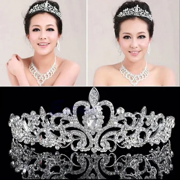 

1pc Women Princess Crown Headband Crystal Rhinestone Tiara And Crowns Hair Band Jewelry Silver Bridal Hair Accessories Wedding