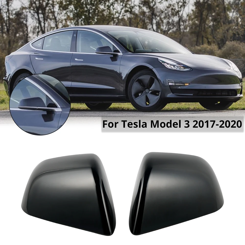 

Боковая зеркальная крышка, пара крышек для Tesla Model 3 2017-2020, светильник корпус из АБС, глянцевый черный корпус из углеродного волокна