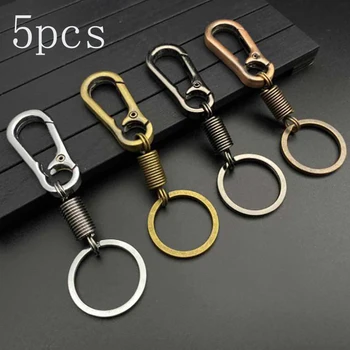 Kaufen 5 Stücke Schlüssel Ring Frühling Kürbis Schnalle Gürtel Clip Schleife Metall Schlüssel Kette Männer Mode Auto-styling Edelstahl Auto Keychain
