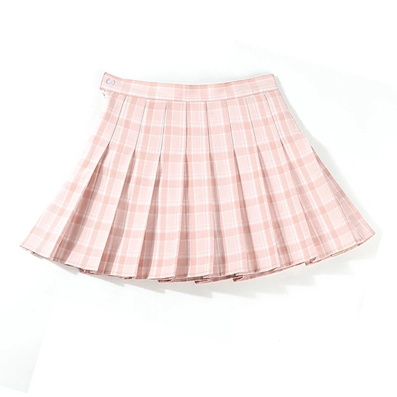Новинка, летняя женская плиссированная юбка в духе колледжа, хлопковая милая розовая плиссированная юбка в стиле Харадзюку, свободная юбка с высокой талией на молнии