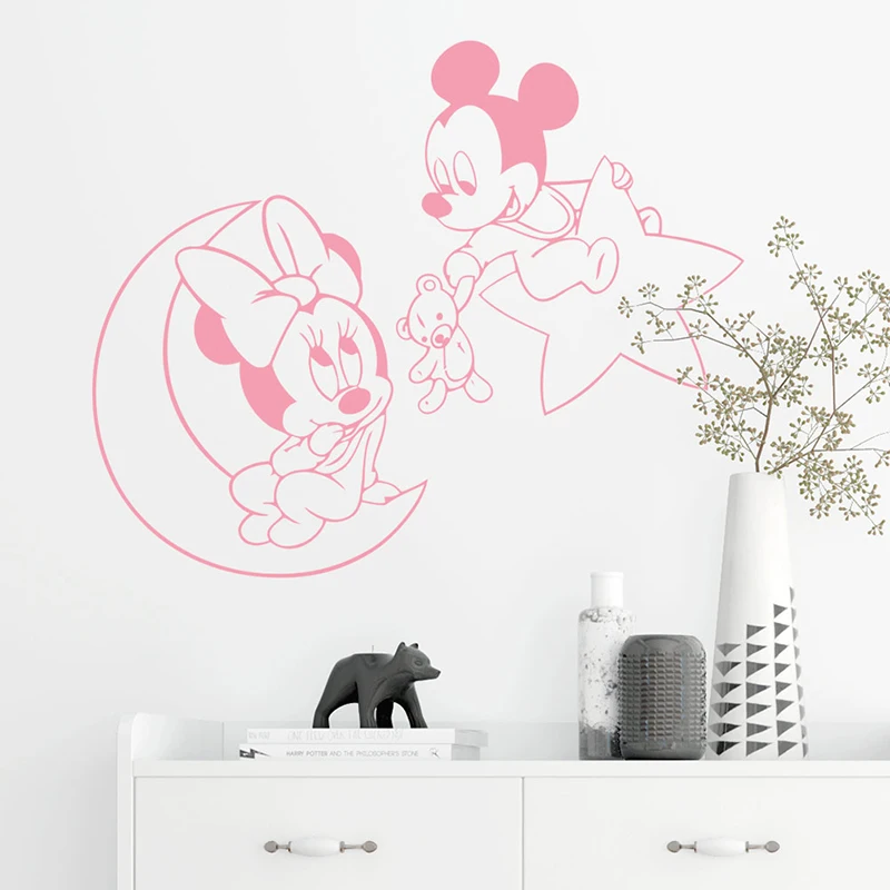 Cartoon Disney Mickey Minnie Mouse Wall Stickers For Home Decor Living Room Kids Room Decoration Vinyl Mural Wall Art DIY Decals Cartoon Disney Mickey Minnie Mouse Wall Stickers For Home Decor Living Room Kids Room Decoration Vinyl Mural Wall Art DIY Decals