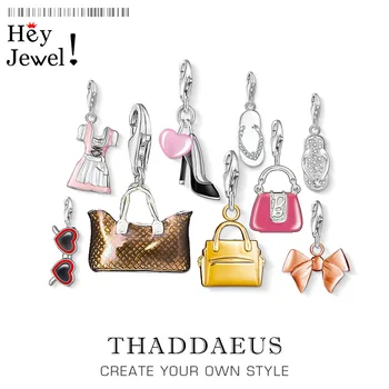 

European Style Fashion Jewelry 925 Sterling Silver Brown Shopping Bag Handbag Pendant Charm Trendy Gift Fit Bracelet For Women