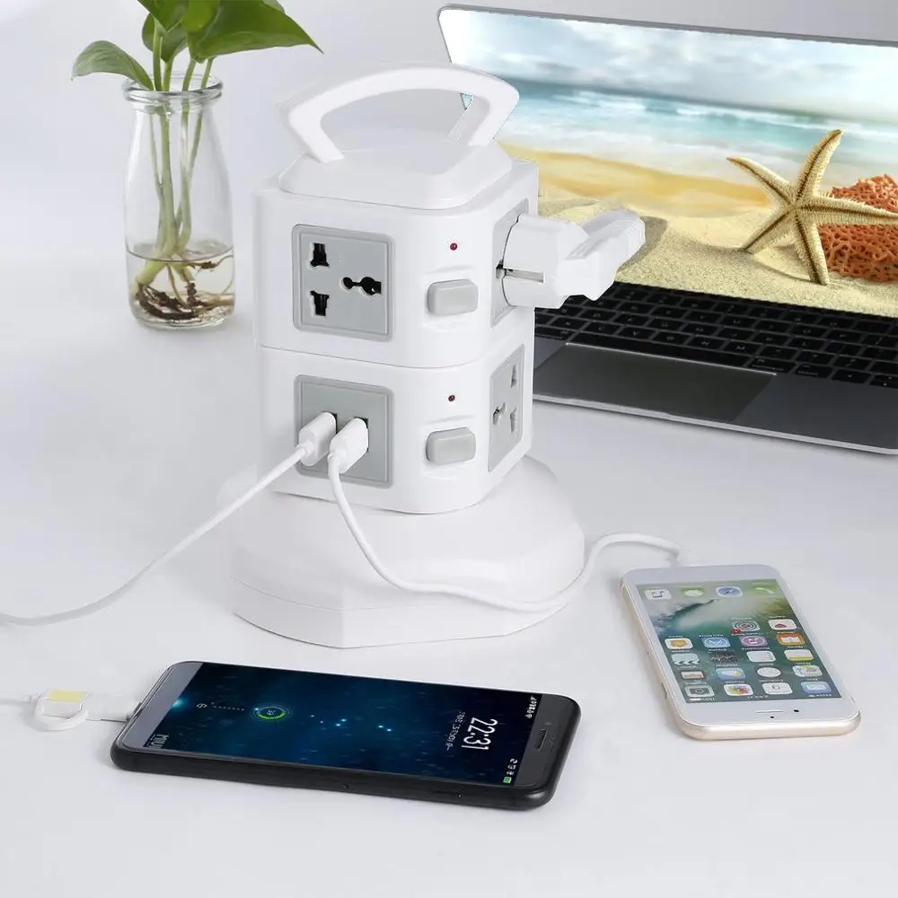 7 розеток, 2 порта usb, 2 слоя розетки, ЕС, защита от перенапряжения, плата питания, 2500 Вт, ПК+ АБС, защита от грома, защита от перегрузки, Прямая поставка - Тип: Настольная розетка