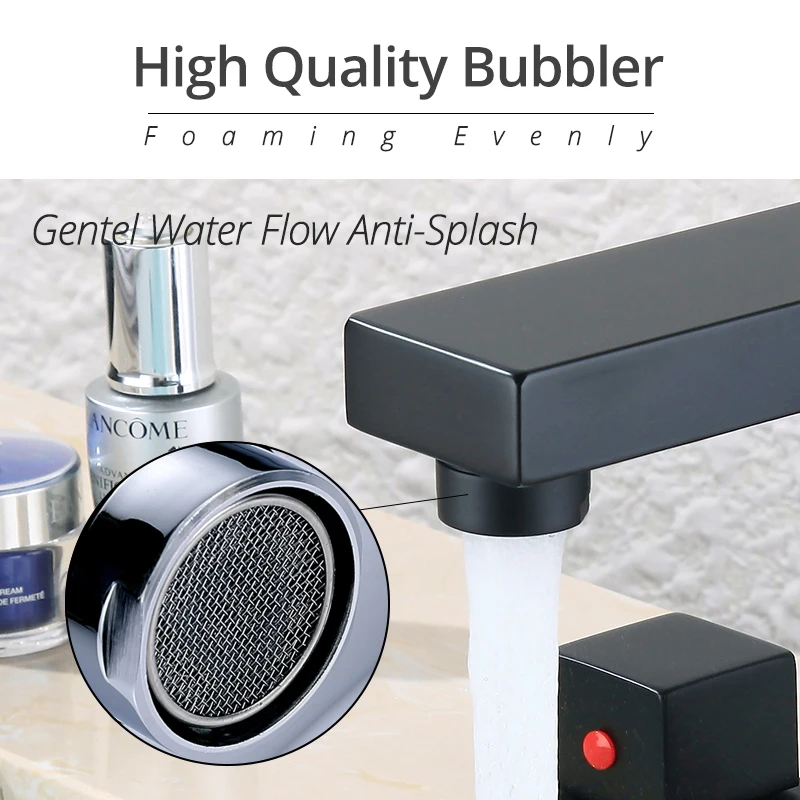 Desrin Modern Double Handle Bathroom Matte Black Chrome Faucet Hot Cold Water mixer Tap Basin Faucet 3PCS/set Bath Split Faucet