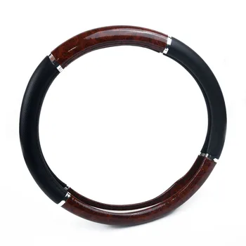 

38cm/15 Mahogany Wood Pattern Automotive Car Steering Wheel Cover Non-slip New