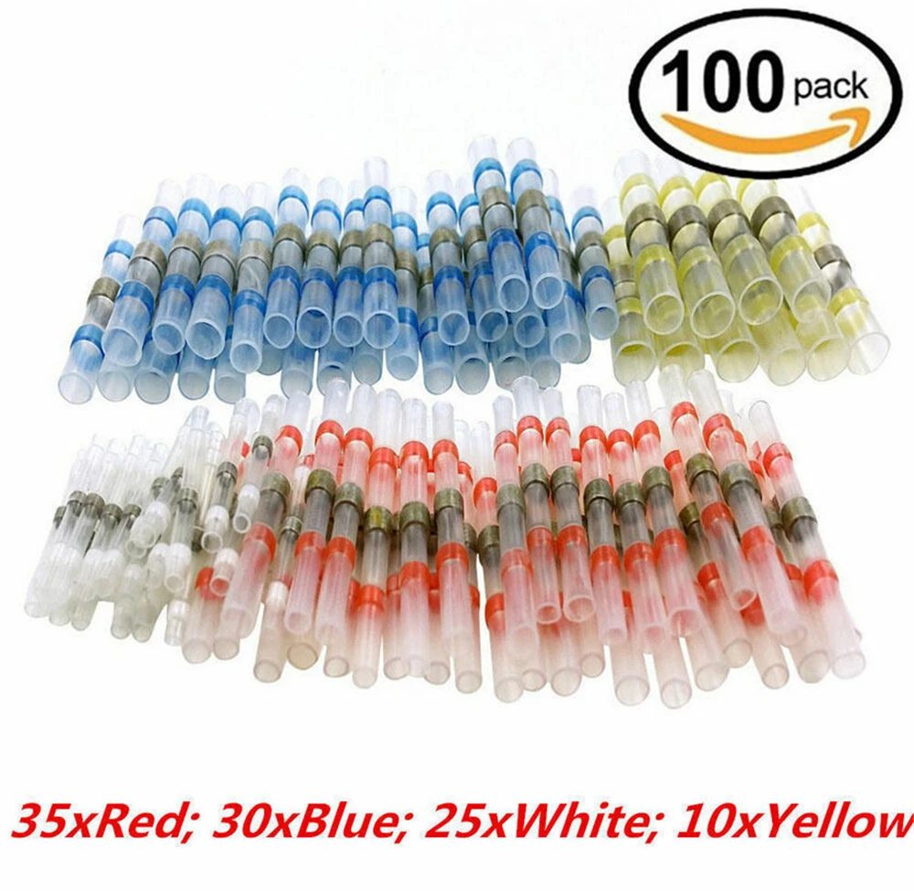 

100pcs/Box Wire Soldered Terminals High-Quality Wire Splice Connector Heat Shrink Butt Cable Connector Terminal Waterproof