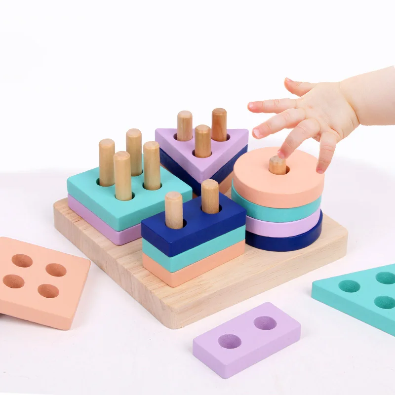 Детские игрушки деревянные игрушки Материалы montessori геометрическая форма познавательный, на поиск соответствия Игра Головоломка игрушка