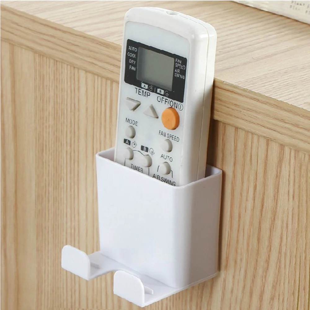 Wall Mounted Organizer Storage Box Remote Control Air Conditioner Stand Holder Hotel Office Home Storage Organization