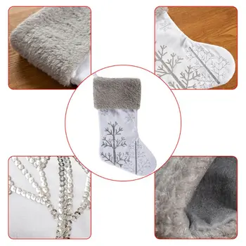 

Christmas Stockings Sock Plush Snowflake Decorations Candy Gift Bag Xmas Tree Hanging Pendant Ornament