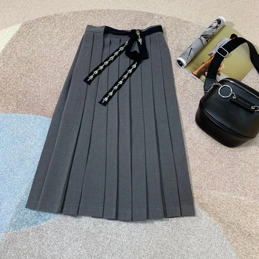 Модная Новая женская плиссированная юбка со стразами, женская повседневная юбка миди gdnz 12,15