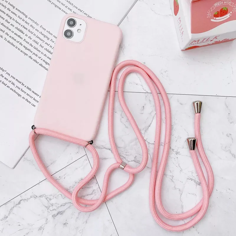 waterproof phone bag Strap Cord Chain Necklace Lanyard Case For Xiaomi Redmi Note 10 Pro Max 10 5G 10S 9S 9 8 8T 7 Redmi 9T 10 9C 9A Matte Soft Cover phone pouch bag