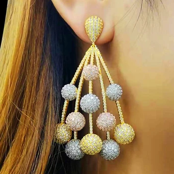 

GODKI Luxury Popular Bubble Ball Big Earrings for Women Wedding Full Mirco Crystal Zircon Naija Wedding Earring Fashion Jewelry