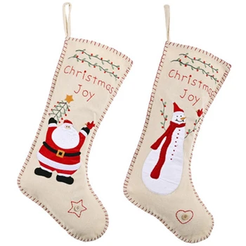 

2-Piece Set of Christmas Ornaments Christmas Stockings Old Man Snowman Socks Pendant Gift Bag