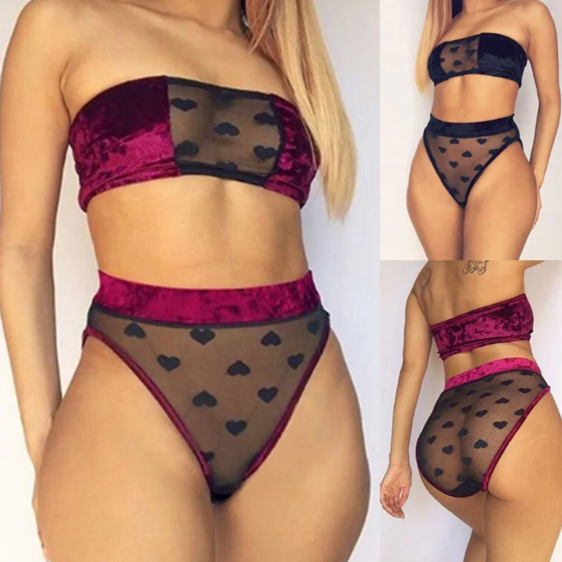 Женское нижнее белье из 2 предметов кружевное бикини пикантная ночная рубашка