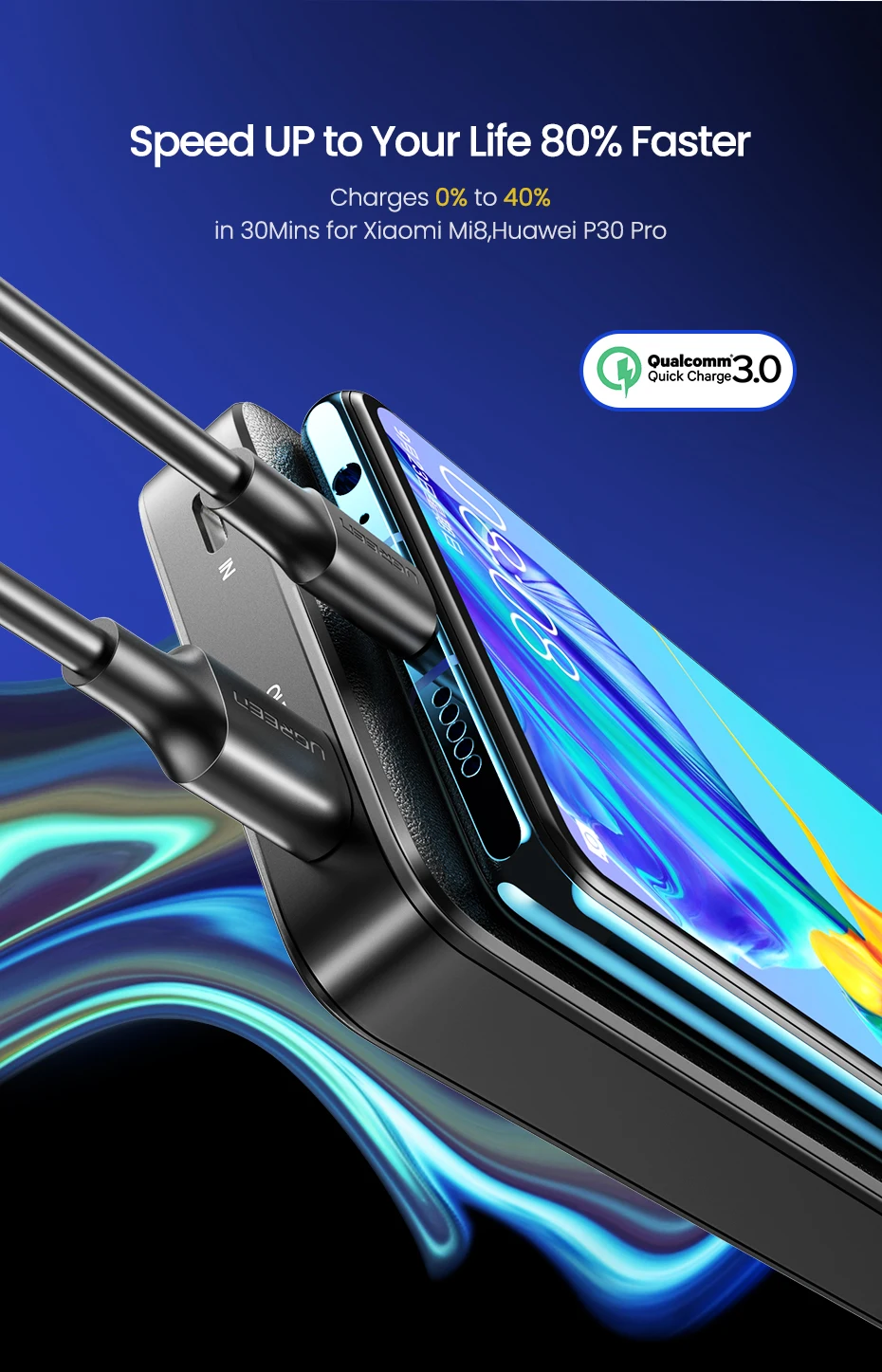 Ugreen power Bank 10000 мАч портативное быстрое зарядное устройство Быстрая зарядка 4,0 3,0 QC3.0 Qi Беспроводная зарядка для iPhone 11 Xs 8 PD повербанк
