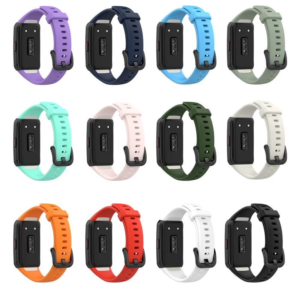 Silicone Strap For Huawei Band 6/6 Pro Strap With TPU Full Screen Protector Case Replacement Watchband For Honor Band 6 Strap