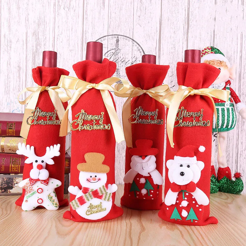 Санта-Клаус, снеговик, олень, Рождественская бутылка вина, чехол, подарочные сумки, Рождественский ужин, Декор, украшение дома, украшение стола для вечеринки 62746