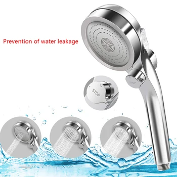 

High Pressure Hand-held Shower Head Bath ABS Water-saving Shower Head One-button Water Stop Silver Plating Bathroom Sprayer