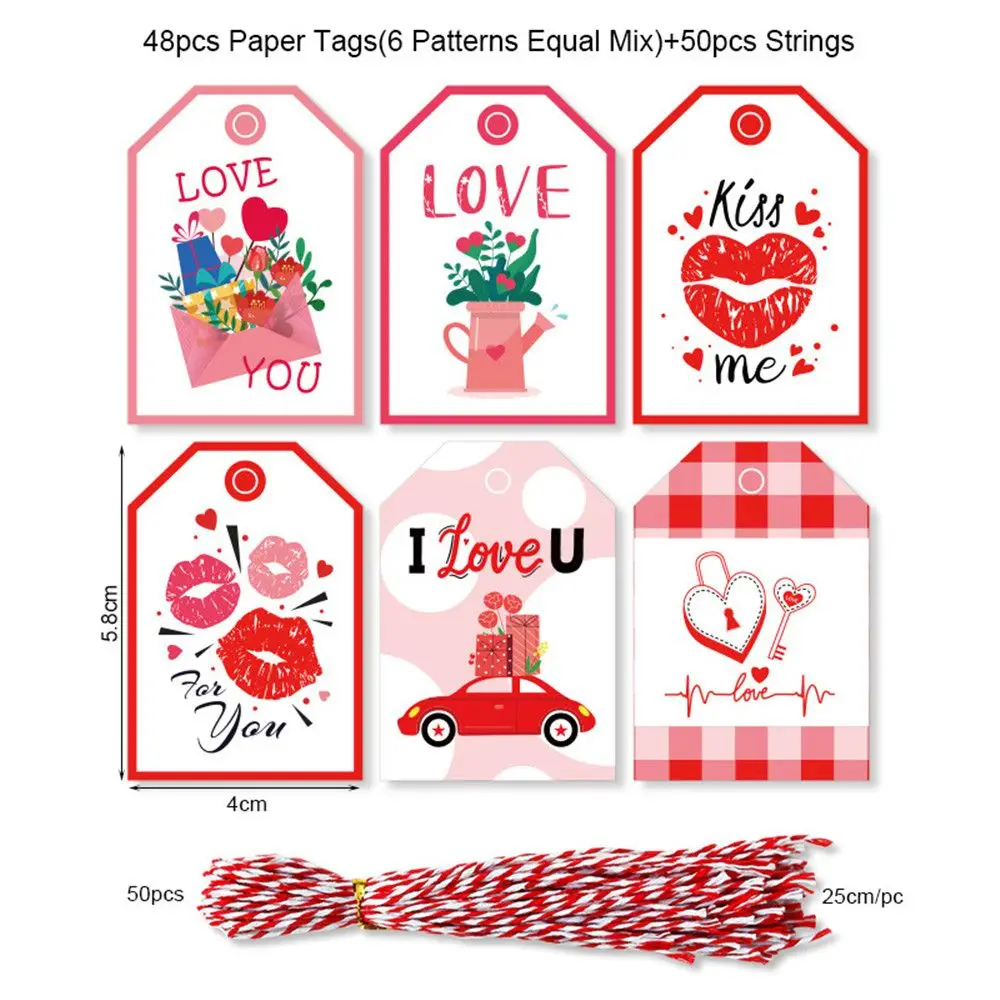 Rectangle Hang Tags and Heart Paper Labels with 20 Meters String for DIY Crafts Whaline 120Pcs Valentine Paper Gift Tags Red, Pink Wedding and Party Favor 12 Style Gift Tags 