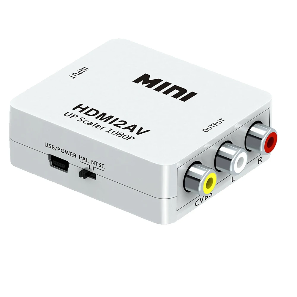 white HDMI К AV конвертер Scaler адаптер композитный конвертер в RCA AV/CVSB L/R видео HD 1080P Mini HDMI2AV Поддержка NTSC PAL - Цвет: white