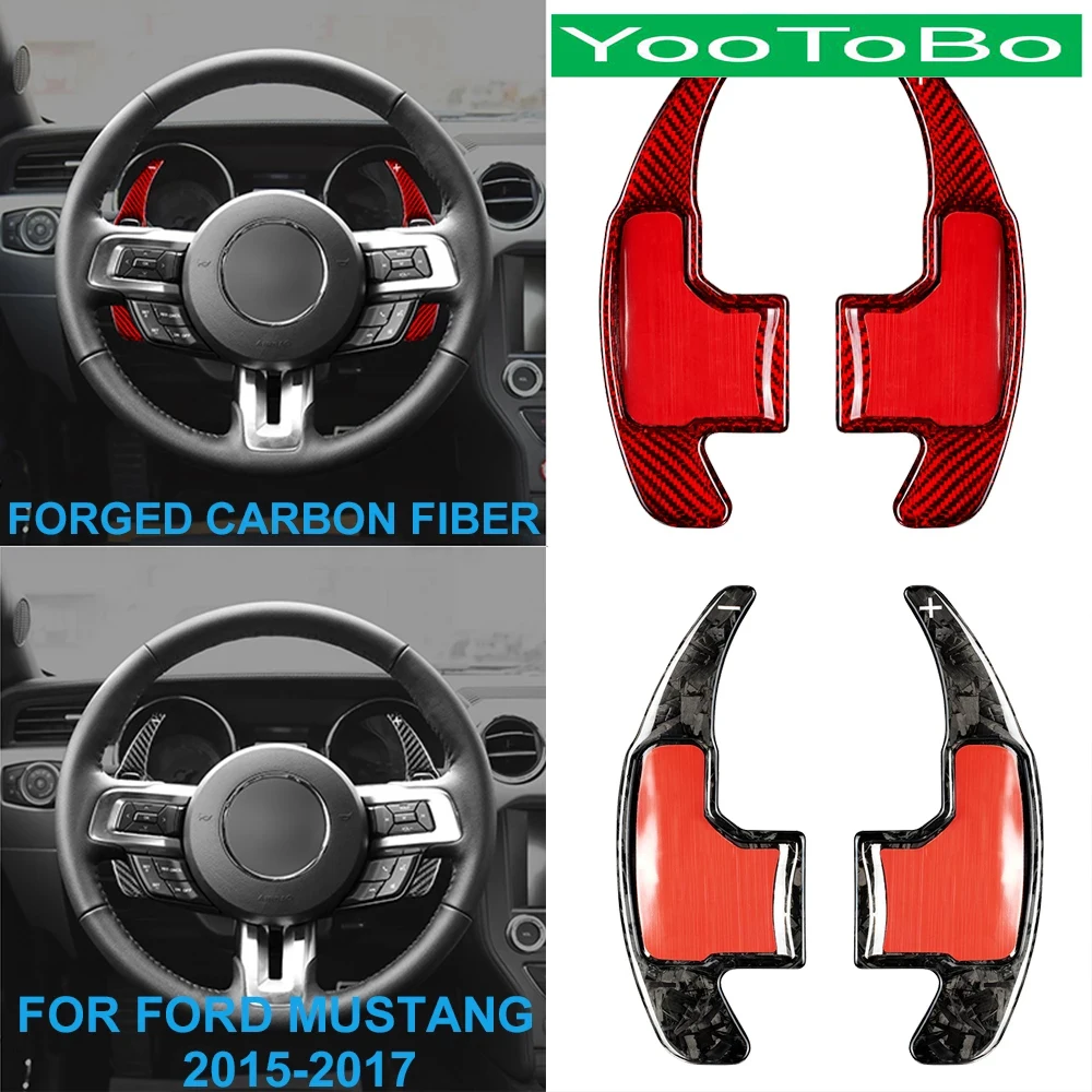 

Car Real Forged Carbon Fiber Interior Central Steering Wheel Paddle Shifter Extension Auxiliary For Ford Mustang 2015-2017