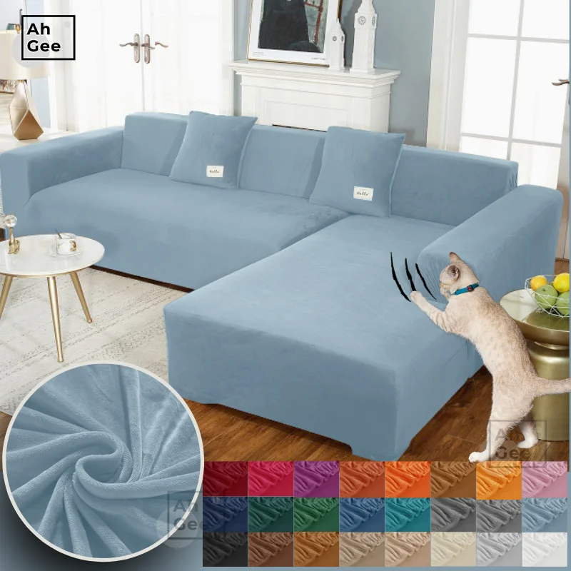 Anti Cat Scratch Universal Sofa Covers For Living Room Solid Color Couch Sofas Sectional Stretch Slipcovers Elastic | Дом и сад