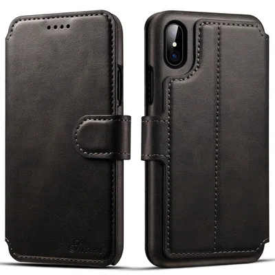 Black 013 Высококачественный чехол-бумажник из искусственной кожи для iphone 6, 6 S, 7, 8 Plus, X, XS, флип-чехол с отделением для кредитных карт, чехол для телефона - Цвет: Black 013
