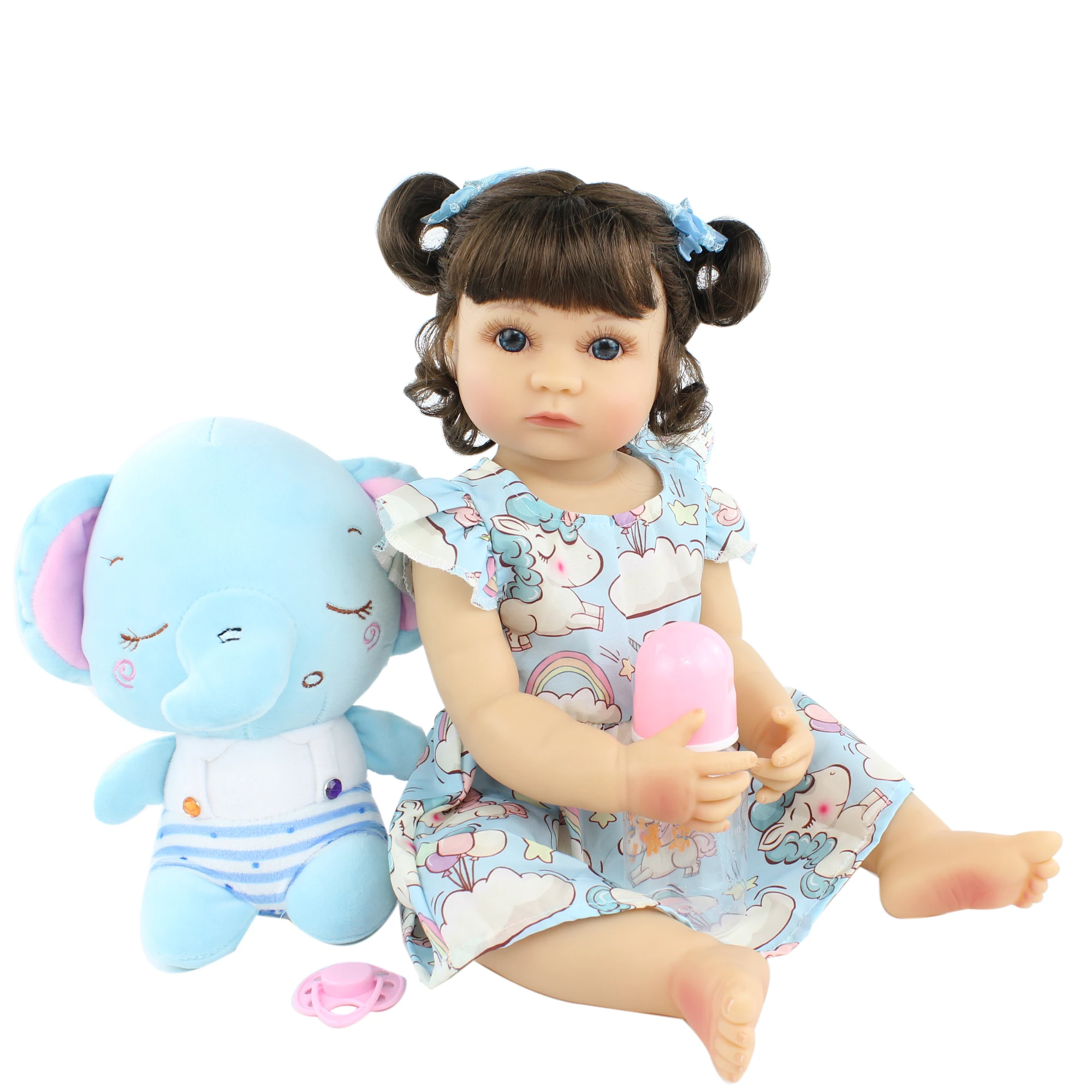 55 and 48 CM Full Silicone Body Reborn Baby Doll For Girl Vinyl Boneca Dress Up Birthday Gift Popular Bath Play House Toy | Игрушки и