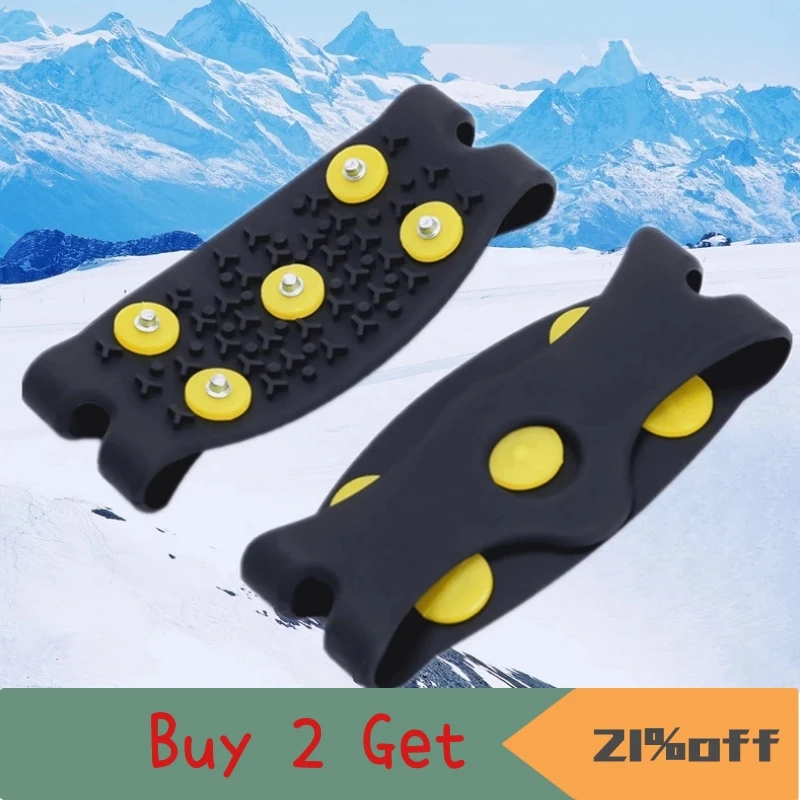 1 Pair 5-Stud Snow Ice Claw Climbing Anti Slip Spikes Grips Crampon Cleats Shoes Cover for Women Men Boots Cover Size 35-43 ice gripper spike climbing crampons