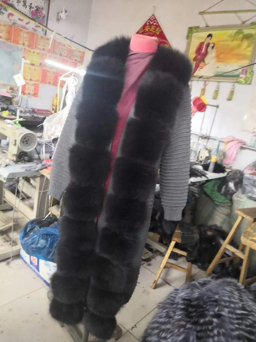 Discount EIFURKOP Women real fur coat genuine wool knitting with fox collar warm winter coat real fox fur coat winter long outerwear 10