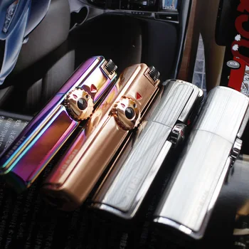 

New creative windproof personality lighter Rotary switch inflatable straight into the firepower Kitchen camping lighter smoking
