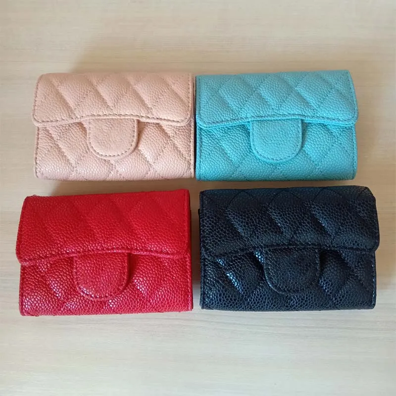 New Arrived Designer Wallet Women Caviar Leather Card Case Fashion Hasp Short CC Holder Men Lady Purse With Dust Bag And Box | Багаж и