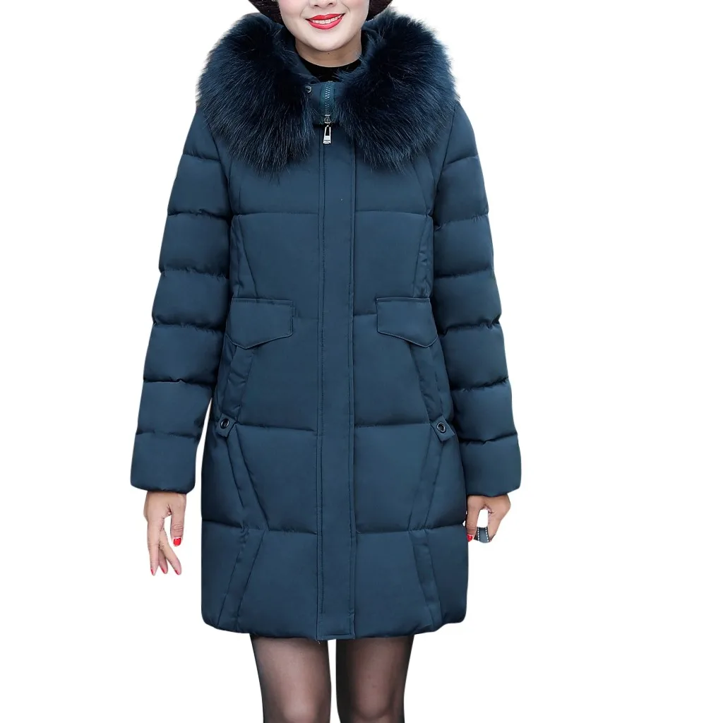 Chaqueta manteau femme зимнее пальто женское зимнее однотонное с принтом воротник длинный рукав на молнии Motther пальто abrigos mujer invierno