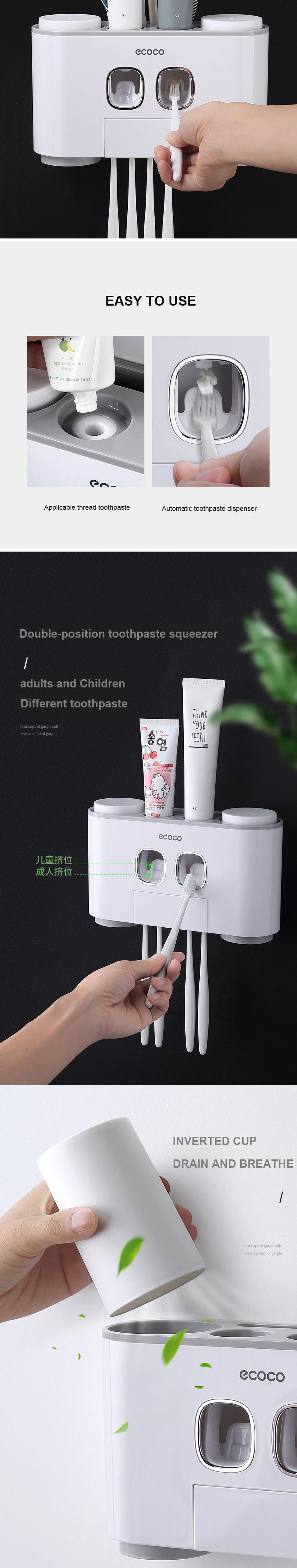 Automatic Toothpaste Dispenser Bathroom Accessories Set Toothbrush Holder Set 15 Automatic Toothpaste Dispenser Bathroom Accessories Set Toothbrush Holder Set