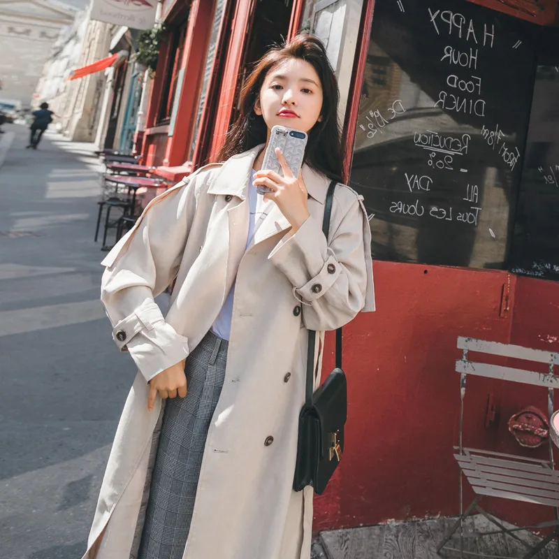 

CHIC Trench Coat Women's Mid-length over-the-Knee 2019 Spring New Style Korean-style Loose-Fit Slimming Waist Hugging Elegant Sh
