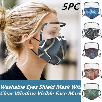 

5PC Protective Masks With Eyes Shield Reuseable Mouth Mask Outdoor Facial Mask Breathable Face Shield Cloth mascarillas masques