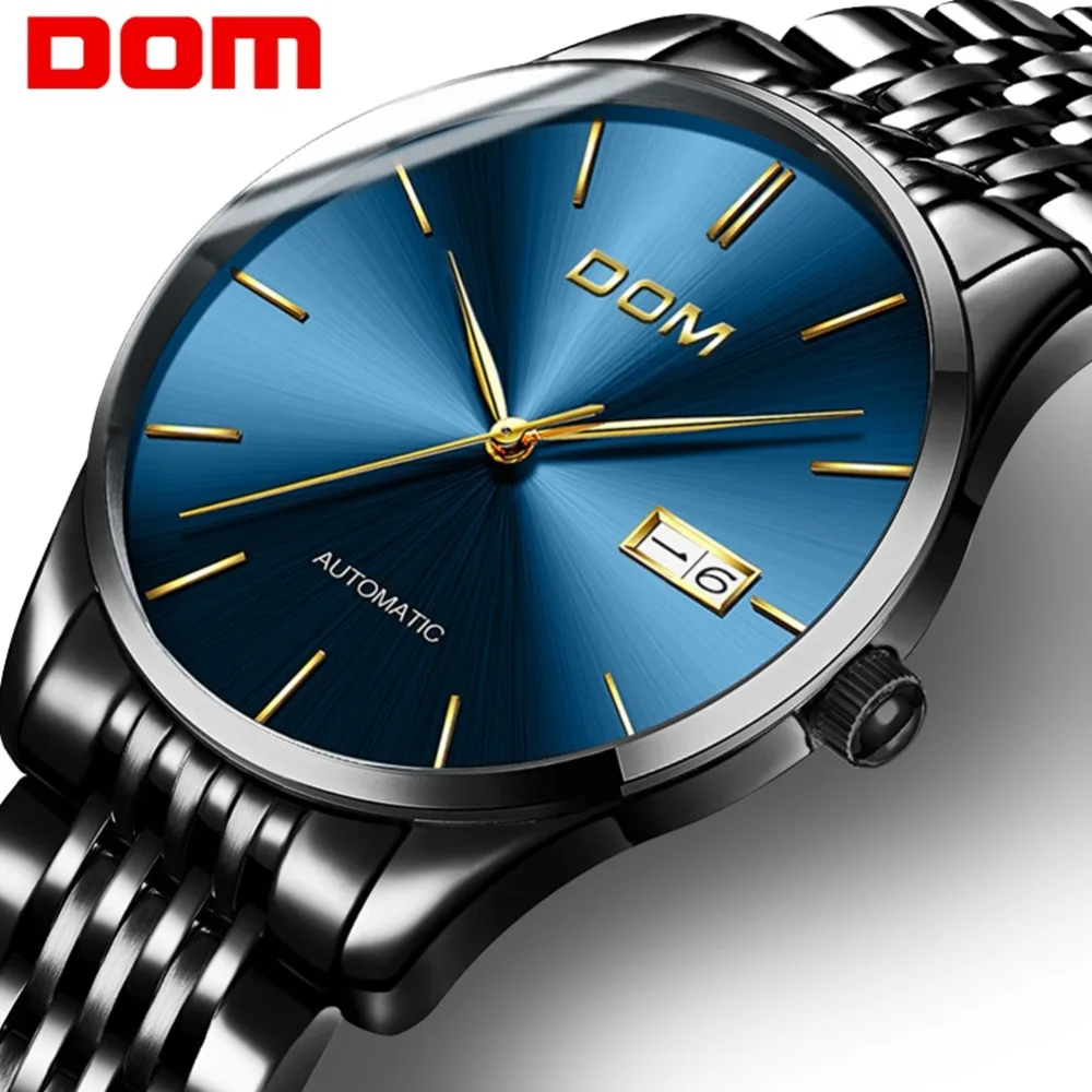 

2020New mechanical watch DOM automatic men's wristwatch top brand luxury leisure leather waterproof watch men's