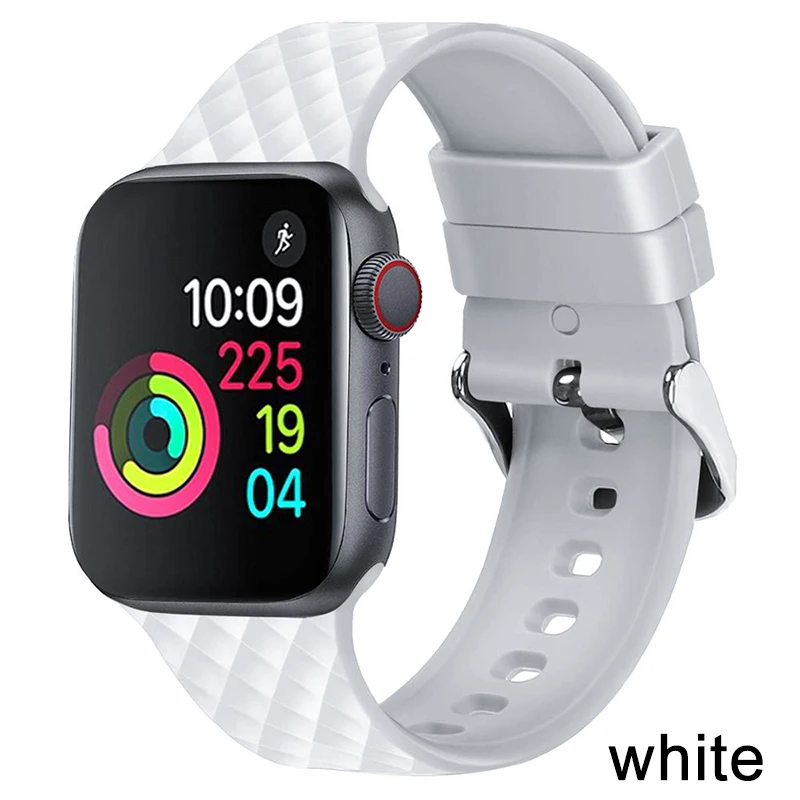 Белый Силиконовый ремешок для apple watch 5 ремешок 44 мм 40 мм iwatch ремешок 42 мм 38 мм тканый узор браслет ремешок для apple watch 4 3 2 1 - Цвет ремешка: Белый