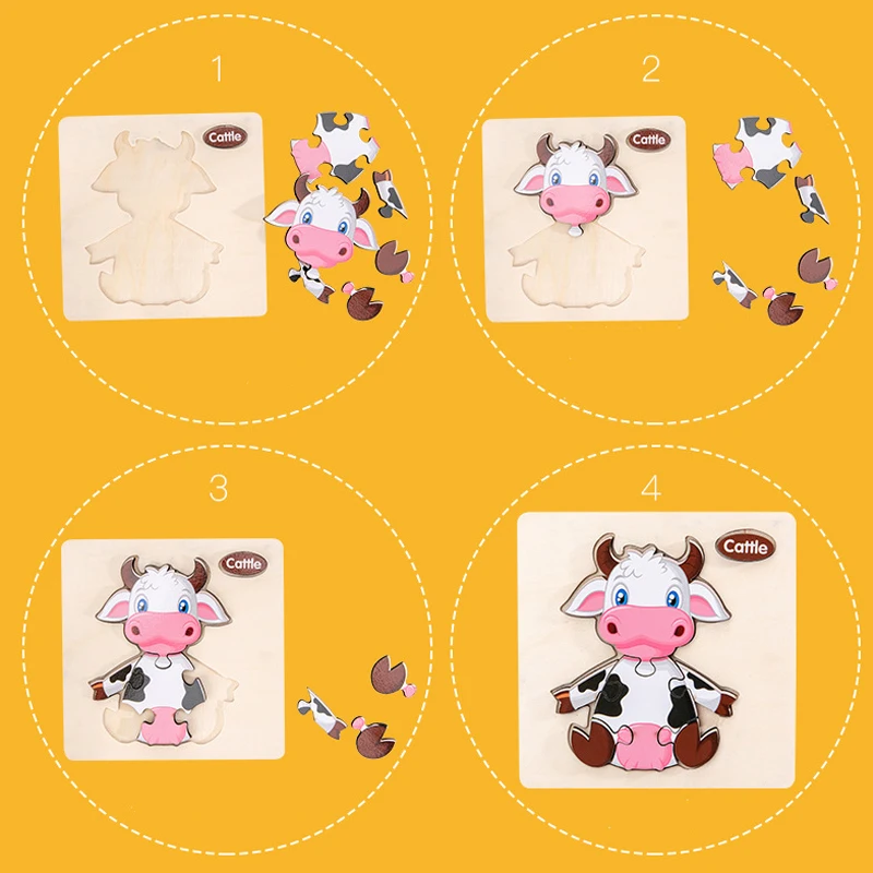  Montessori Educational Toys for Children Early Learning Materials Wooden Puzzles Kids Intelligence  - 4000464961026