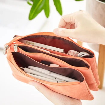 

Creative Pencil Bag Large Capacity 3 Layers with Zipper Pen Case Multifunctional Cosmetic Organzier Pouch School Office Supplies