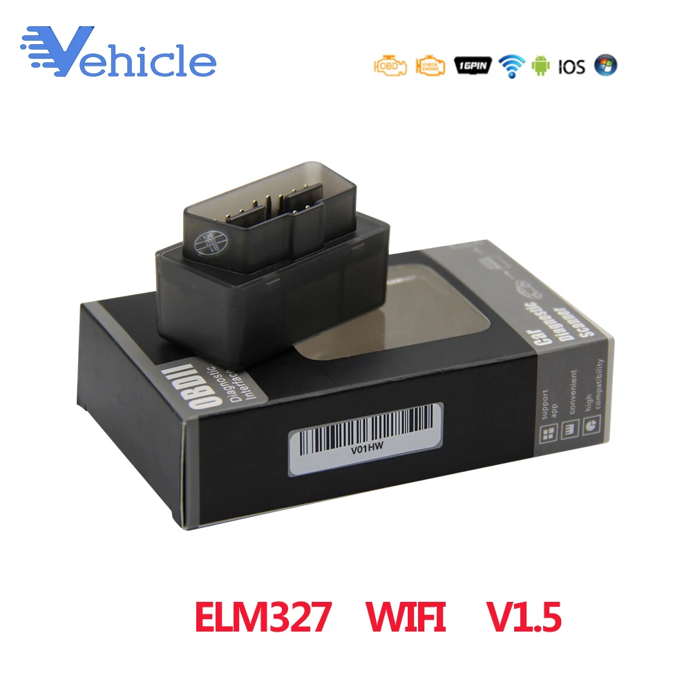 Elm327 WiFi V1.5 Мини OBDII считыватель кодов с чипом Pic18f25k80 OBD 2 ELM 327 Wifi диагностический сканер инструмент для iOS/Android