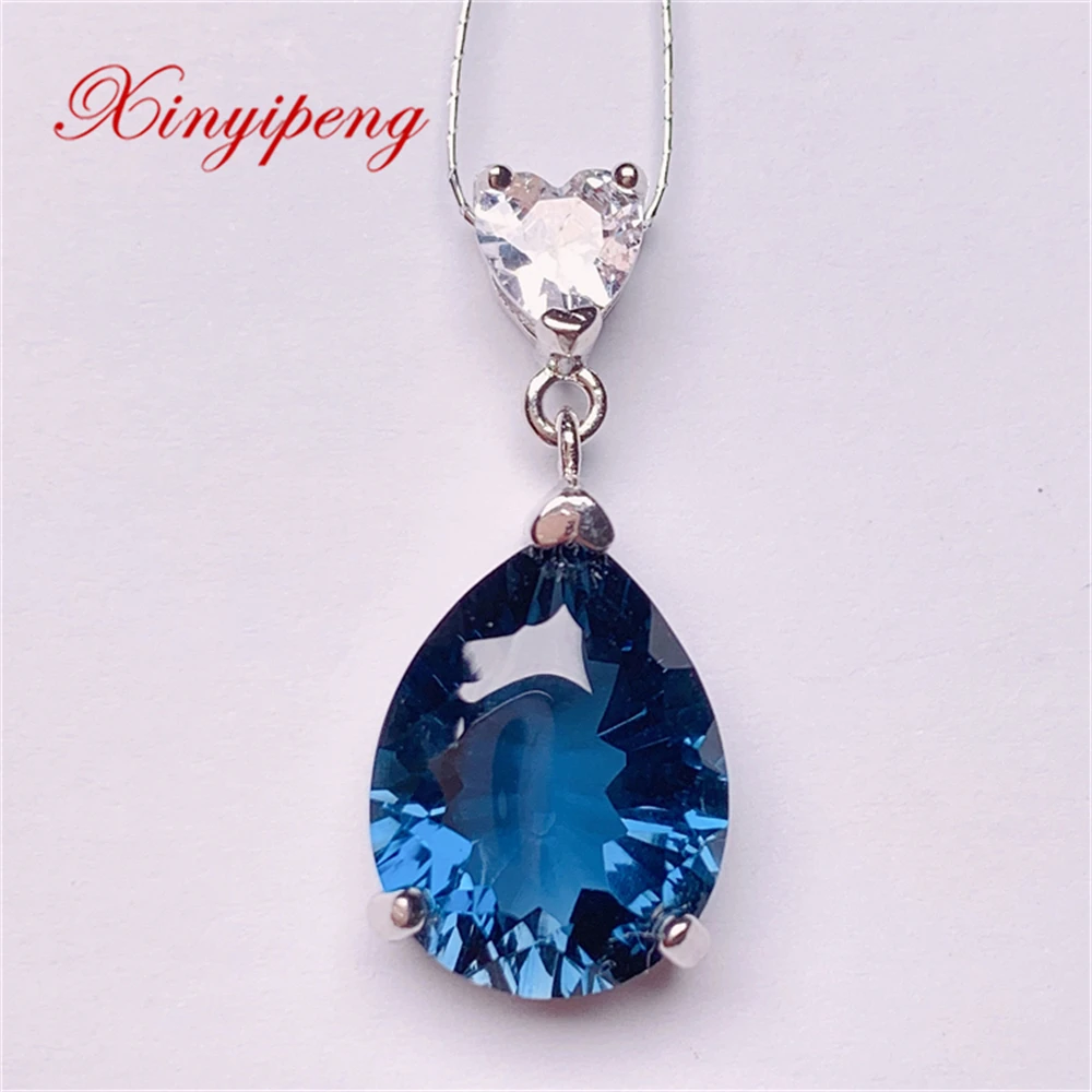 

Xin Yipeng Fine Gem Jewelry Real S925 Sterling Silver Inlaid Blue Topaz Pendant Women's Anniversary Party Gift Free Shipping