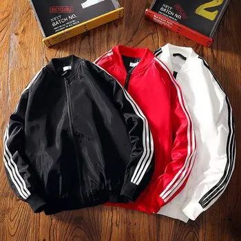 

Fashion Japanese Jacket Men Clothes Men Jacket Hip Hop Bomber Jacket Streetwear Coat Men Cool Striped Autumn Solid Hoodie Males