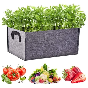

1Pcs Growing Bag Fabric Raised Garden Bed Square Garden Yard Flower Vegetable Plant Flower Planting Bag Planter Pot with Handles